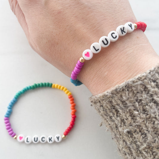 Lucky, rainbow bead bracelet