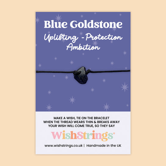 Blue Goldstone - Gemstone Chip WishStrings Wish Bracelet