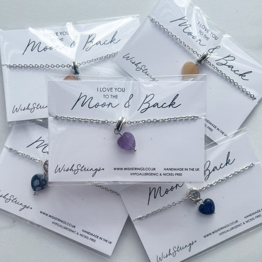 Moon & Back, Necklace - random gemstone