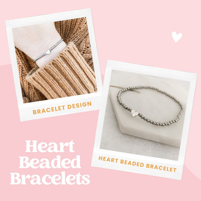 You Are Amazing Heart Charm Bracelet - Elegant Stainless Steel Beaded Stretch Bracelet Meaningful Inspirational Gift for Appreciation Celebrations and Achievements