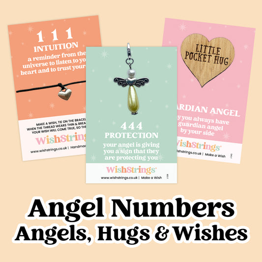 Angel Numbers Collection – Wish Bracelets, Pocket Hug Tokens & Angel Clip-On Charms | Spiritual Keepsakes with Numerology Meanings | Uplifting Gifts of Guidance & Positivity