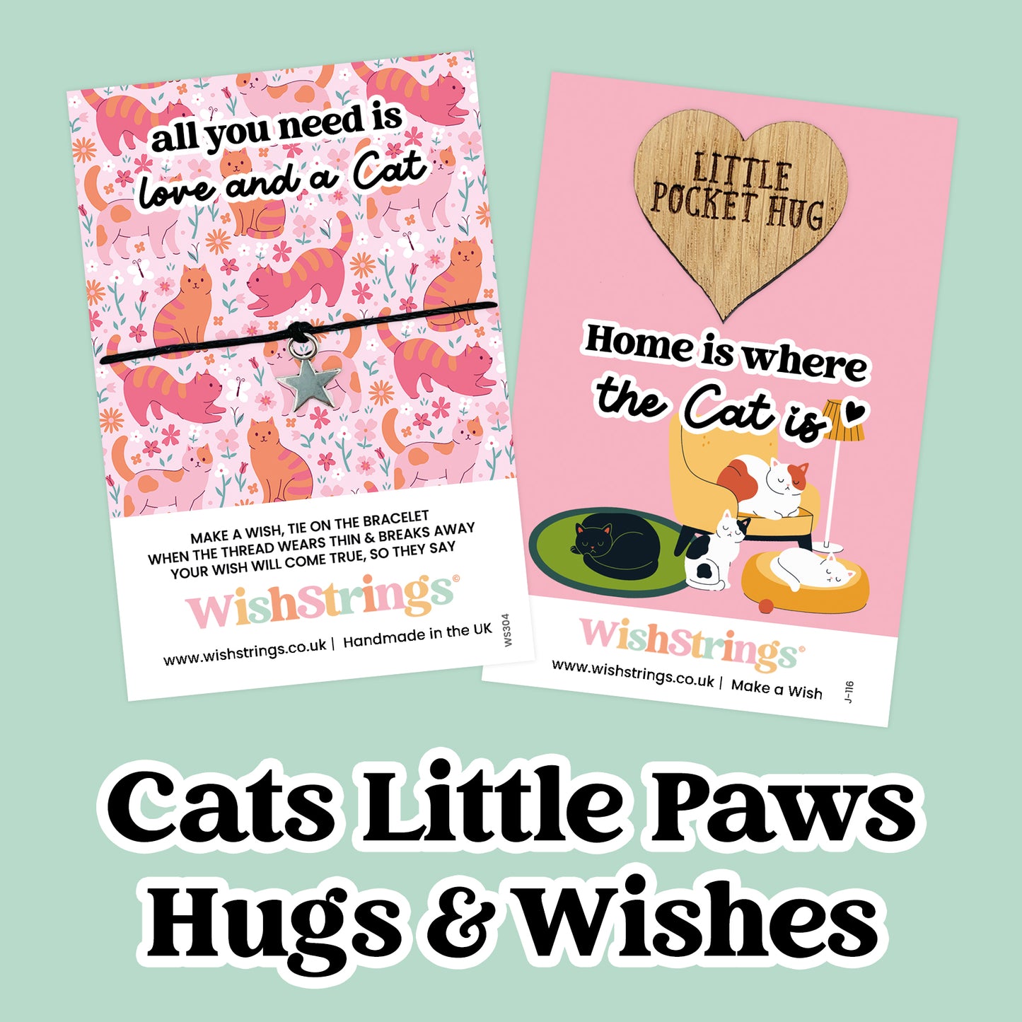 Little Paw (Cats) Collection – Cat Lover Wish Bracelets & Pocket Hug Tokens | Pawprint Charms & Feline Quotes | Handmade Gifts for Cat Owners & Rescue Volunteers