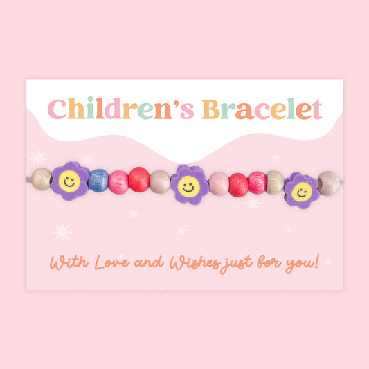 Smiley Flowers - Children's Beaded Bracelet (CB005)