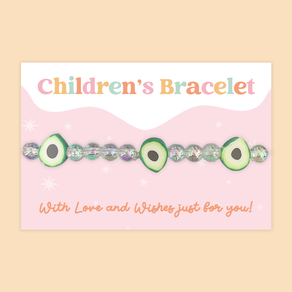 Avocado Charms - Children's Beaded Bracelet (CB010)