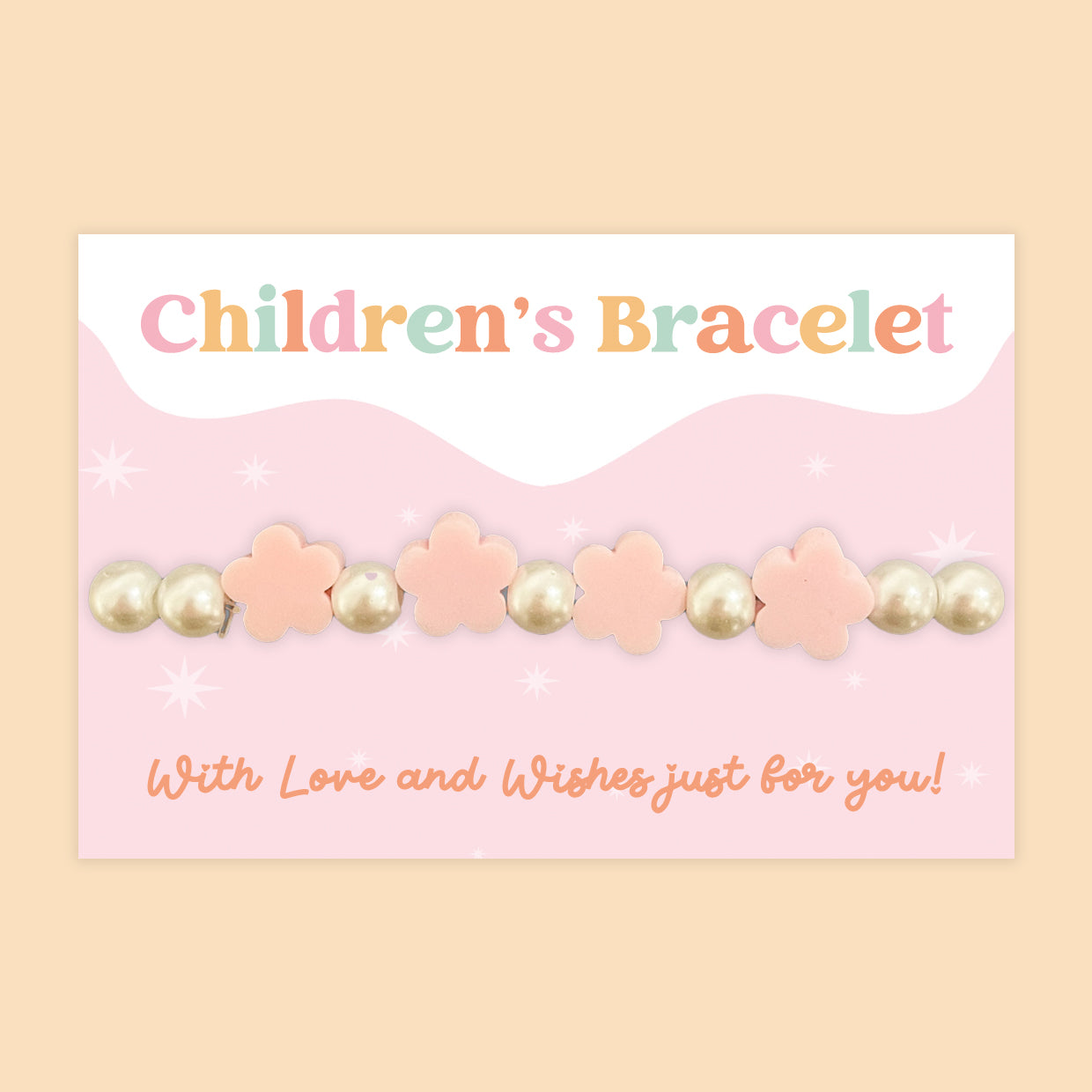 Pearl Flowers - Children's Beaded Bracelet (CB014)