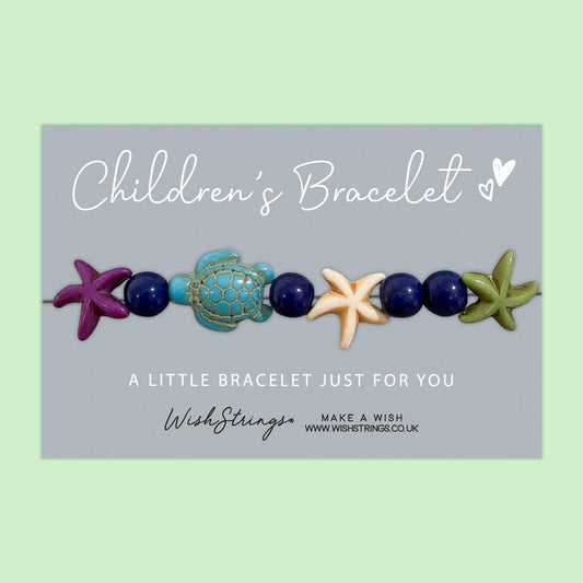 Sea Turtles & Starfish - Children's Beaded Bracelet (CB015)