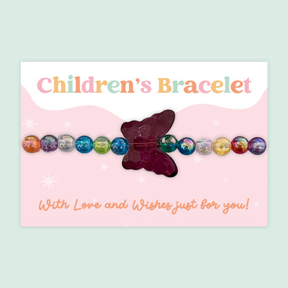 Butterfly Rainbow - Children's Beaded Bracelet (CB017)