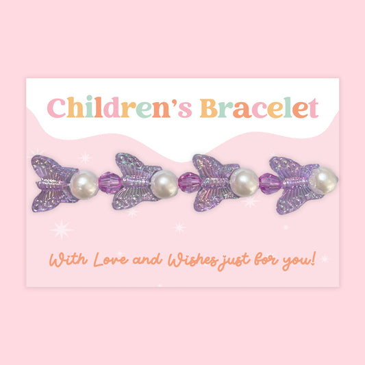 Butterfly Pearls - Children's Beaded Bracelet (CB020)