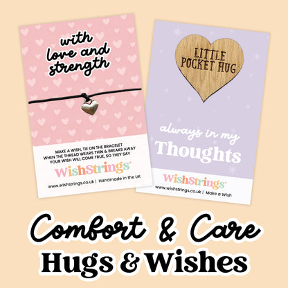 Sent with Comfort & Care Collection – 6 Pocket Hugs & 6 WishStrings | Sympathy & Support Gifts | Handmade Keepsakes