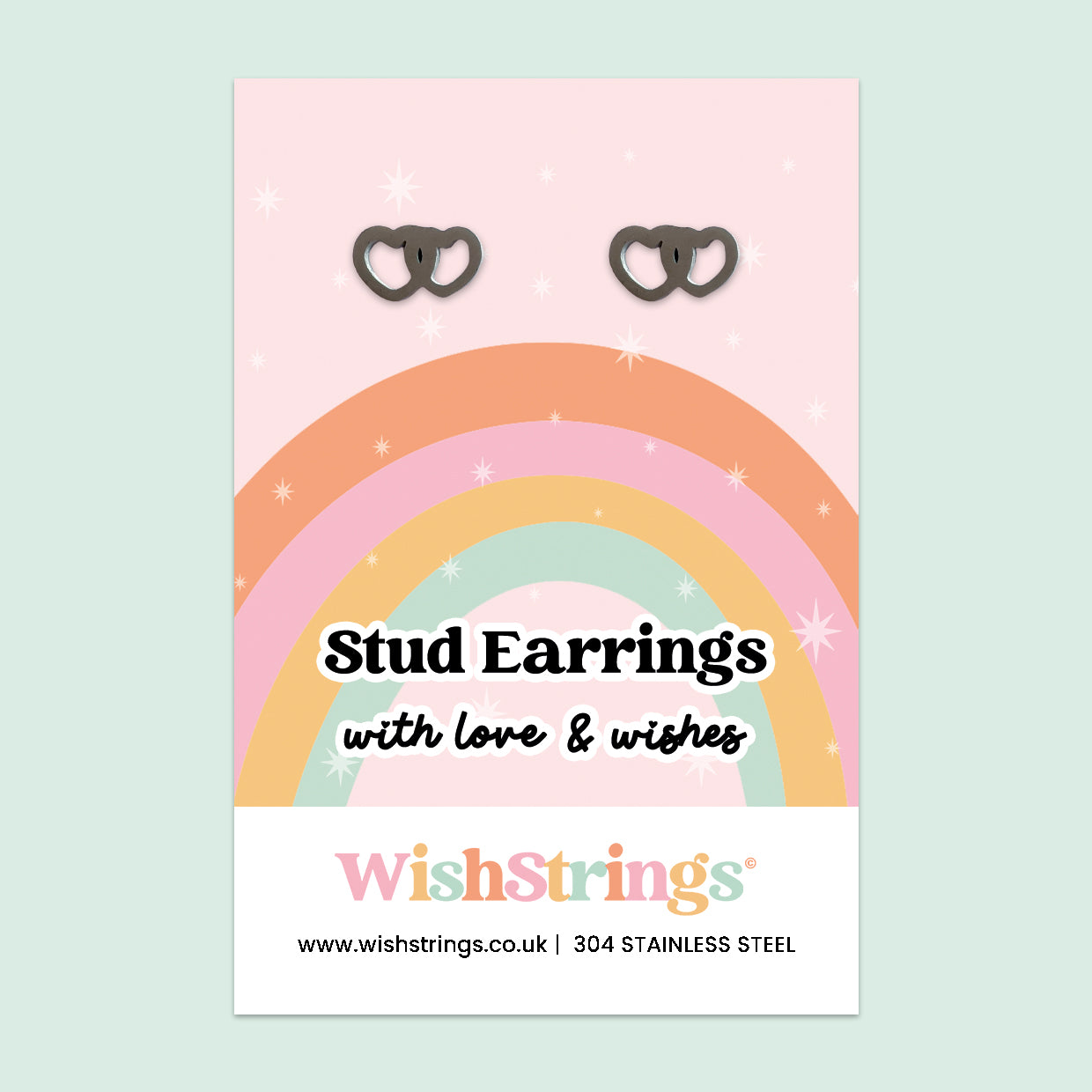 Double Heart Stud Earrings | Stainless Steel Love Earrings | Romantic Gift of Friendship, Connection & Everyday Love