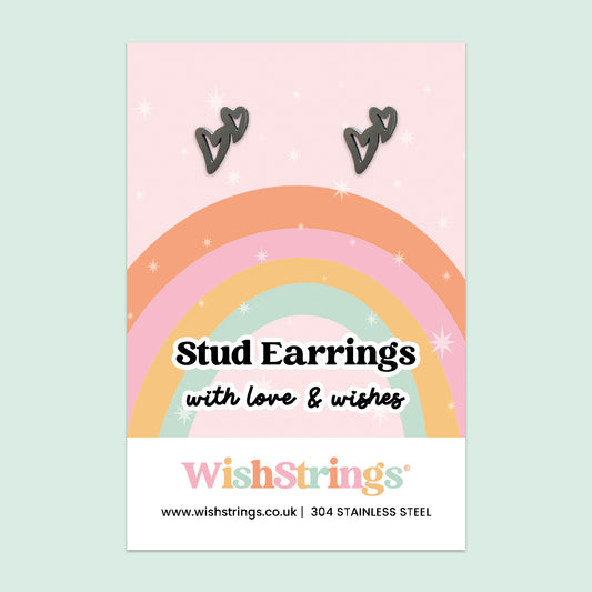 Double Outline Heart Stud Earrings | Stainless Steel Dainty Love Earrings | Cute Romantic Gift for Friendship & Everyday Wear