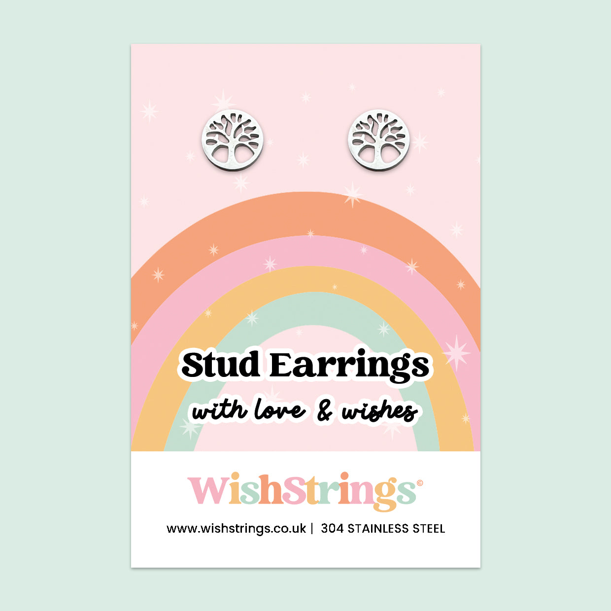 Tree of Life Stud Earrings | Stainless Steel Symbolic Jewellery | Gift of Growth, Strength & Positivity