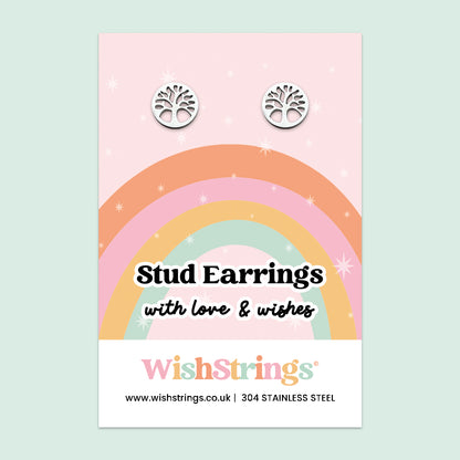 Tree of Life Stud Earrings | Stainless Steel Symbolic Jewellery | Gift of Growth, Strength & Positivity