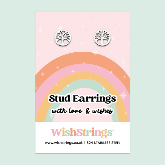 Tree of Life Stud Earrings | Stainless Steel Symbolic Jewellery | Gift of Growth, Strength & Positivity
