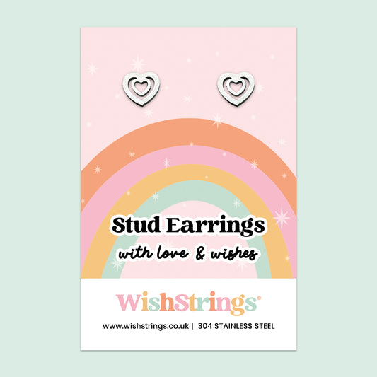 Heart Stud Earrings | Stainless Steel Jewellery with Love & Meaning | Sentimental Gift for Kindness, Affection & Everyday Wear