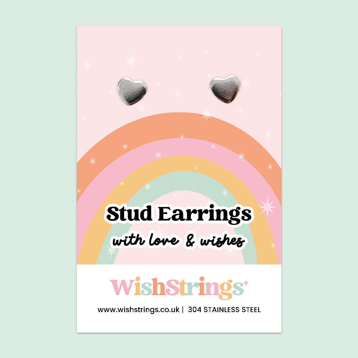 Brushed Heart Stud Earrings | Stainless Steel Jewellery Gift | Minimalist Everyday Earrings for Love, Kindness & Thoughtful Gifting