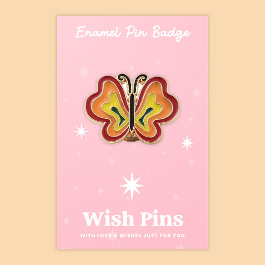 Orange Butterfly - Wish Pins - Enamel Pin Badge (EWP020)