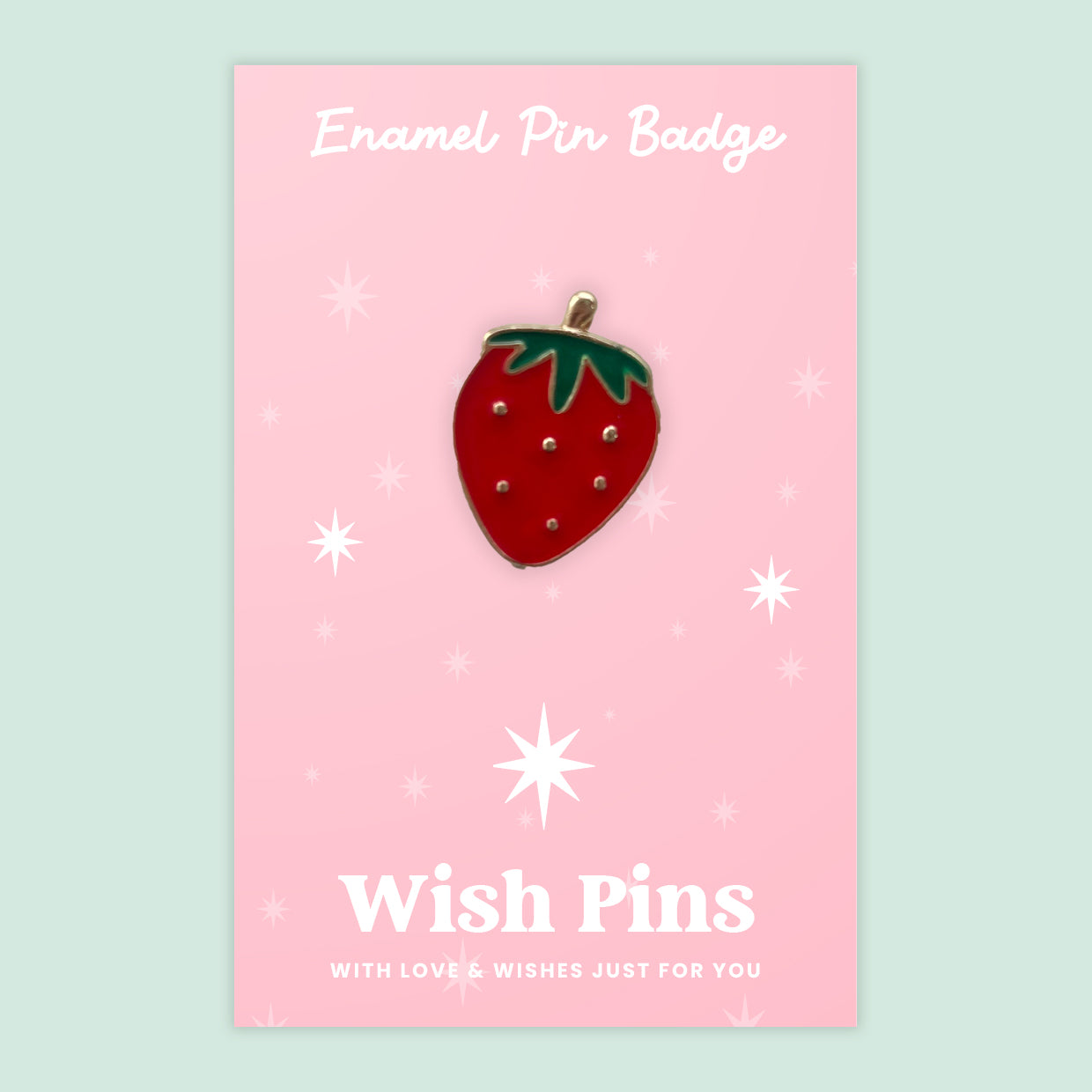 Wish Pins ‘Berry Sweet’ Strawberry Enamel Pin Badge on Gift Card | Cute Friendship Gift | Fun and Fruity Keepsake | Small Token of Love Under £5