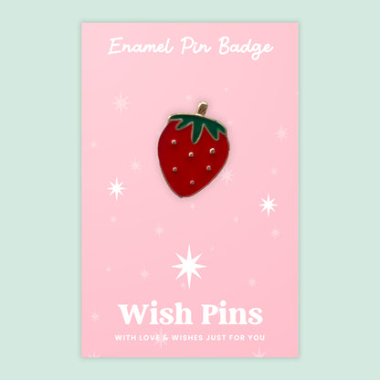 Wish Pins ‘Berry Sweet’ Strawberry Enamel Pin Badge on Gift Card | Cute Friendship Gift | Fun and Fruity Keepsake | Small Token of Love Under £5