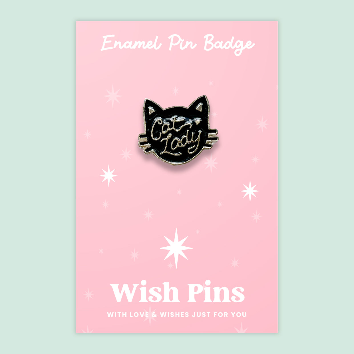 Wish Pin – ‘Cat Lady’ Enamel Pin Badge on Gift Card | Fun Cat Lover Gift | Quirky Keepsake for Pet Owners | Cute Accessory Under £5