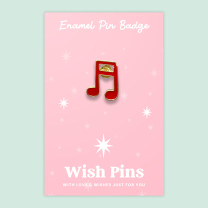 Wish Pin – ‘Music Note’ Enamel Pin Badge on Gift Card | Fun Music Lover Gift | Quirky Keepsake for Musicians | Cute Accessory Under £5
