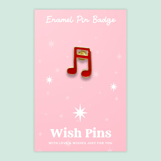 Wish Pin – ‘Music Note’ Enamel Pin Badge on Gift Card | Fun Music Lover Gift | Quirky Keepsake for Musicians | Cute Accessory Under £5