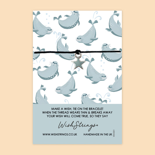 SALE - WishString Bracelet – Seal Design | Cute Animal Wish Bracelet | Ocean Themed Gift Keepsake - FL012