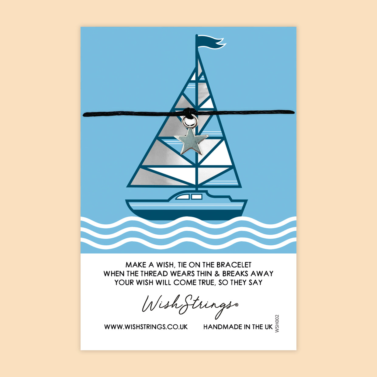 SALE - WishString Bracelet – Sailboat Design | Nautical Gift | Ocean & Adventure Keepsake Bracelet - FL013