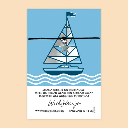 SALE - WishString Bracelet – Sailboat Design | Nautical Gift | Ocean & Adventure Keepsake Bracelet - FL013
