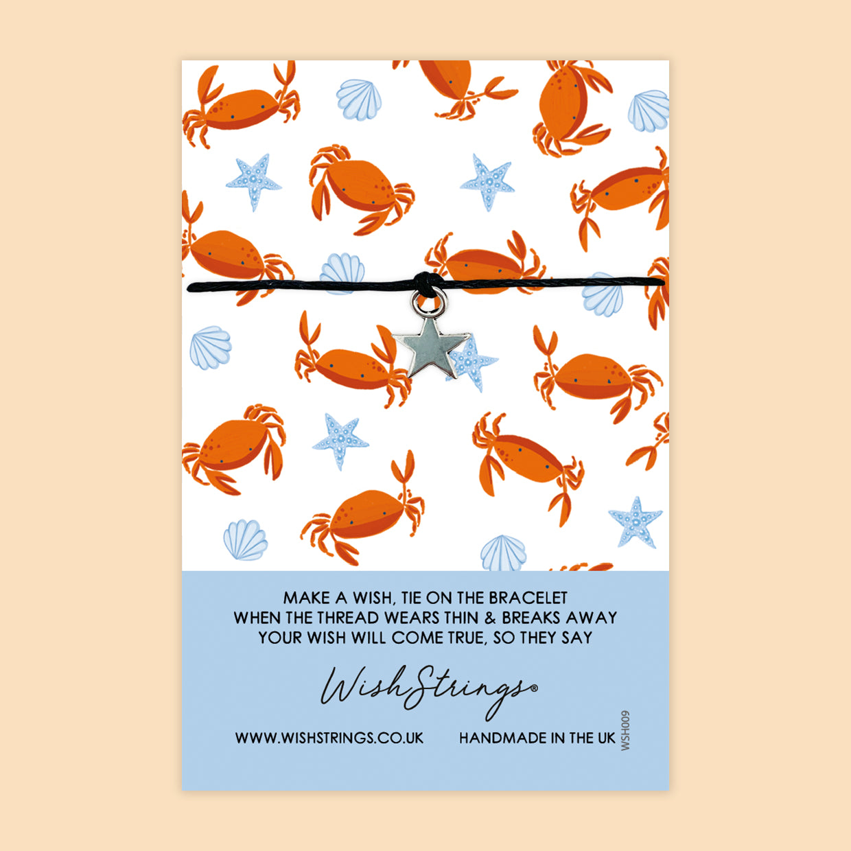 SALE - WishString Bracelet – Crab Design | Coastal Gift | Seaside Keepsake Bracelet - FL020