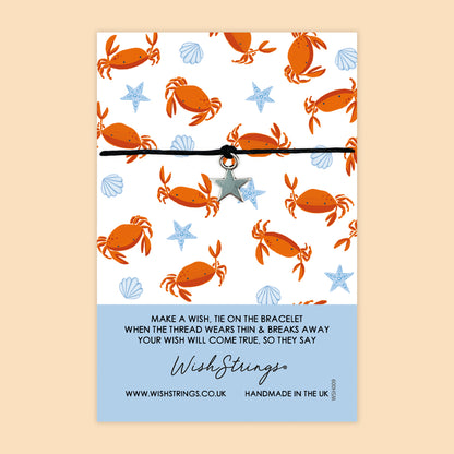 SALE - WishString Bracelet – Crab Design | Coastal Gift | Seaside Keepsake Bracelet - FL020
