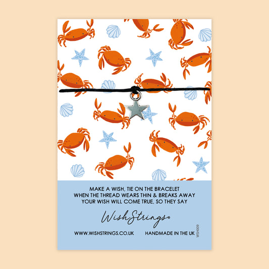 SALE - WishString Bracelet – Crab Design | Coastal Gift | Seaside Keepsake Bracelet - FL020