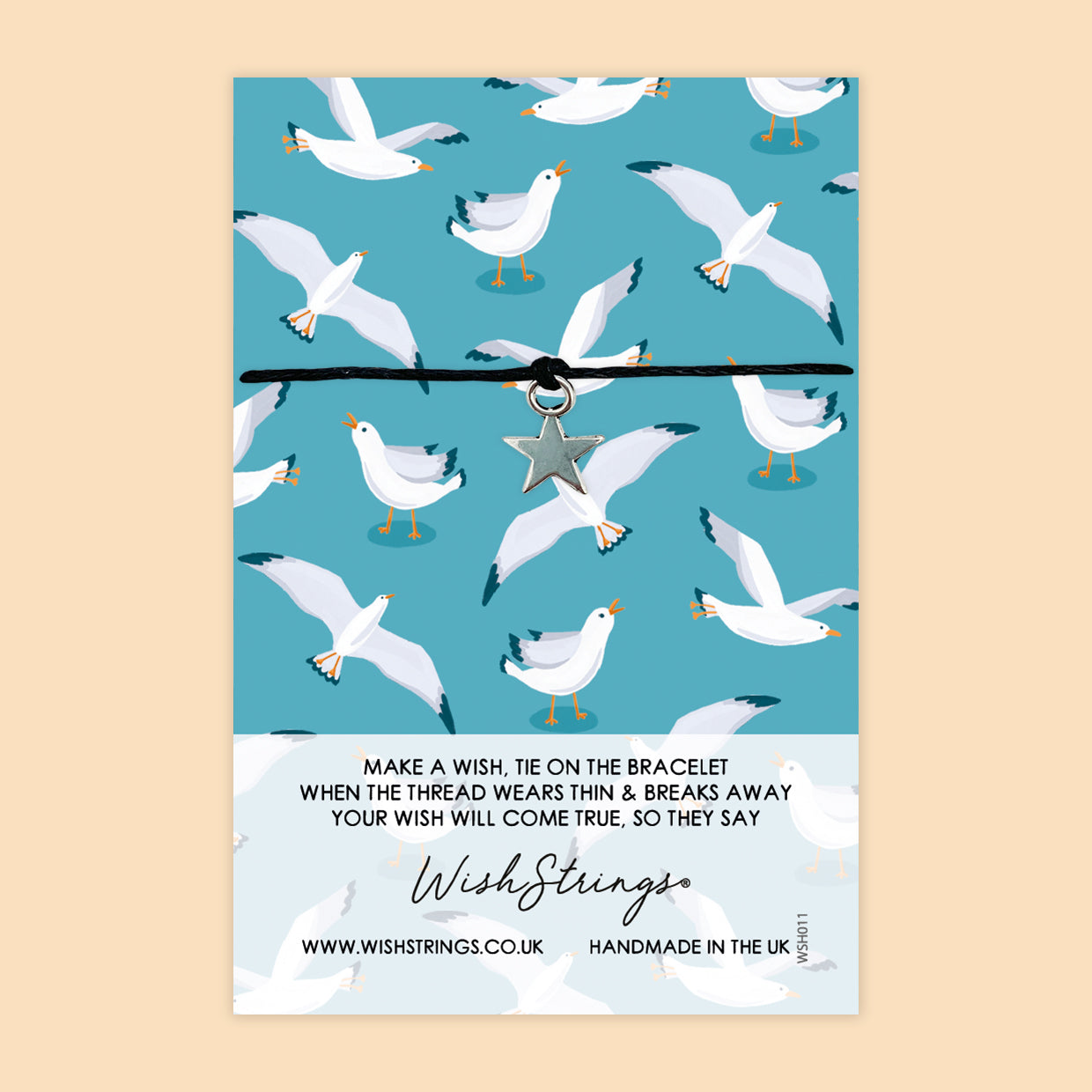 SALE - WishString Bracelet – Seagull Design | Coastal Gift | Seaside Keepsake Bracelet - FL022
