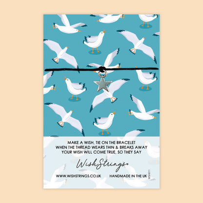 SALE - WishString Bracelet – Seagull Design | Coastal Gift | Seaside Keepsake Bracelet - FL022