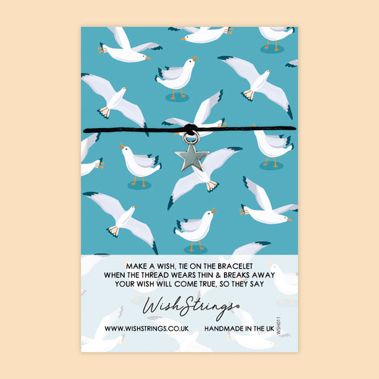 SALE - WishString Bracelet – Seagull Design | Coastal Gift | Seaside Keepsake Bracelet - FL022