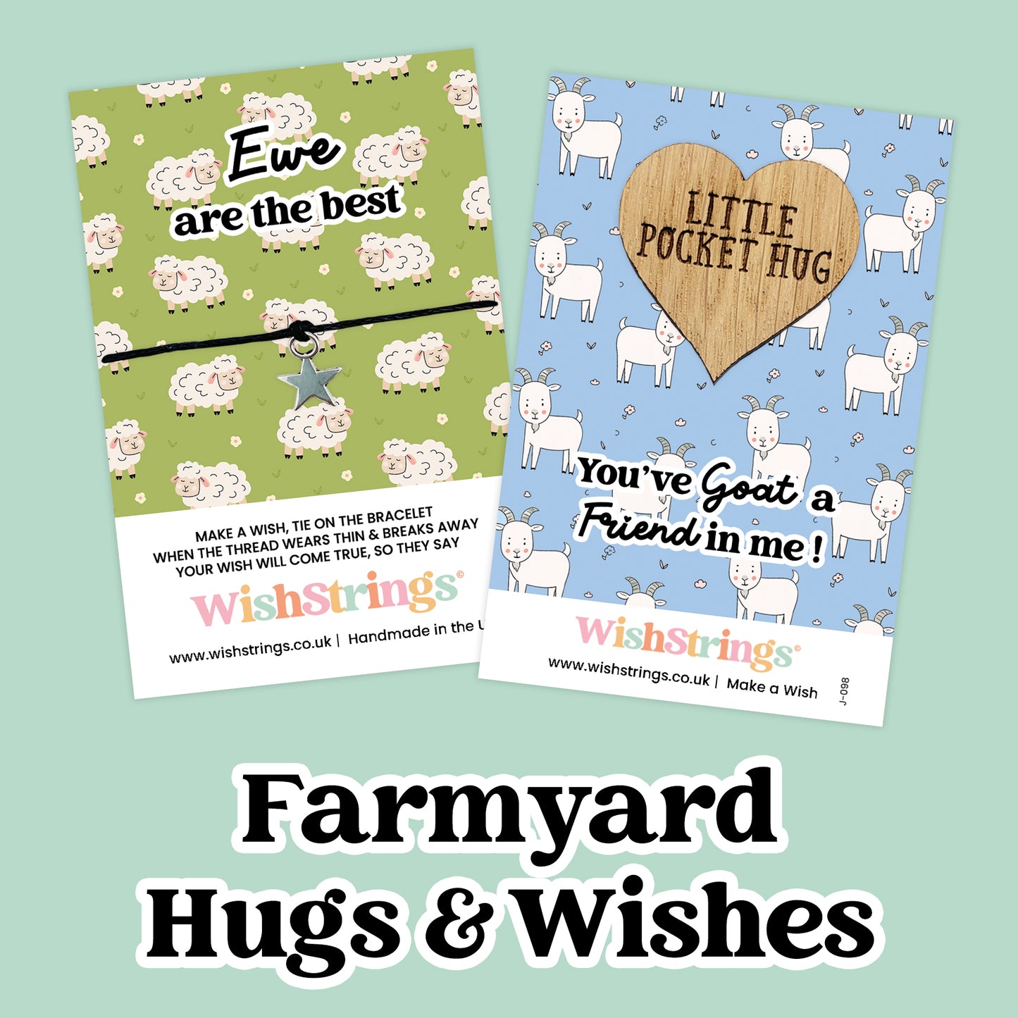 Farm Animals Collection – Farmyard Wish Bracelets & Pocket Hug Tokens | Handmade Keepsakes with Animal Charms & Quotes | Gifts for Animal Lovers