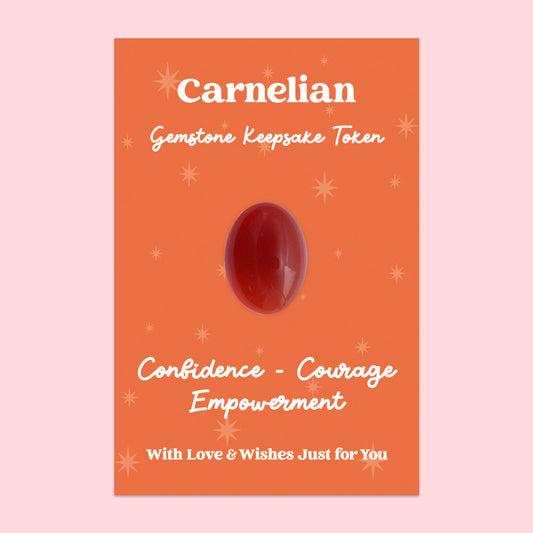 Carnelian Gemstone Keepsake Token | Confidence, Courage & Empowerment | Natural Crystal Gift | Presented on Orange Starry Card