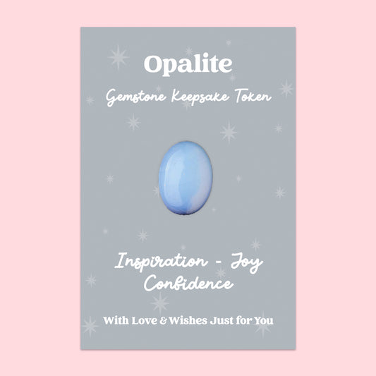 Opalite Gemstone Keepsake Token | Inspiration, Joy & Confidence | Iridescent Crystal Gift | Presented on Grey Starry Card