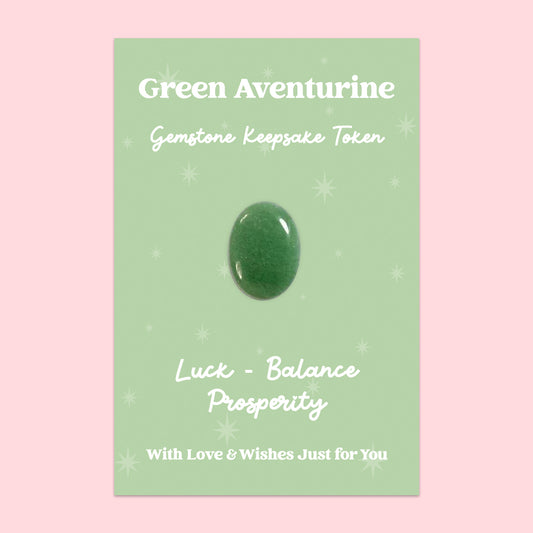 Green Aventurine Gemstone Keepsake Token | Luck, Balance & Prosperity | Polished Green Crystal Gift | Presented on Mint Starry Card