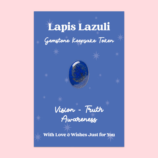 Lapis Lazuli Gemstone Keepsake Token | Vision, Truth & Awareness | Natural Crystal Gift | Presented on Blue Starry Card