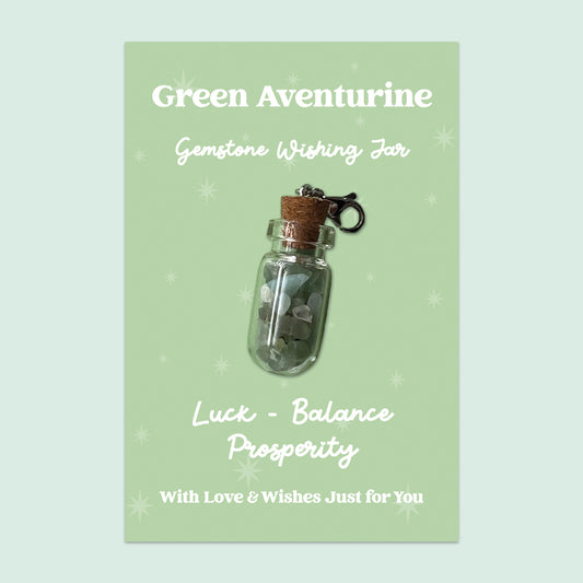 Green Aventurine Wishing Jar – Clip-On Keepsake | Gemstone Gift for Luck, Prosperity & Confidence | Crystal Jar Charm for Positivity & Abundance