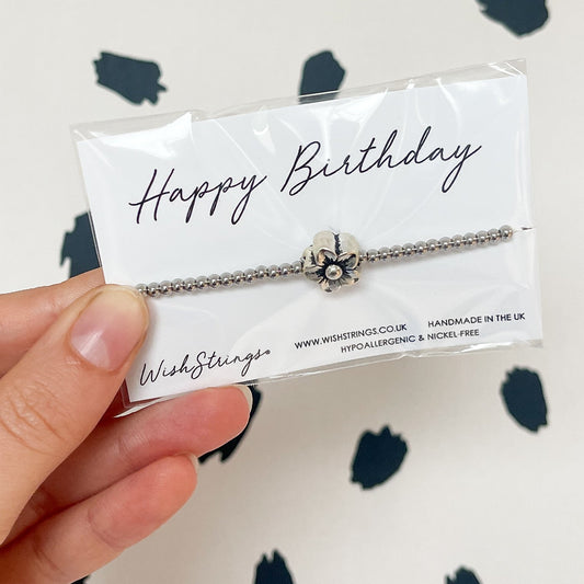 Happy Birthday, Flower Charm Bracelet - S021