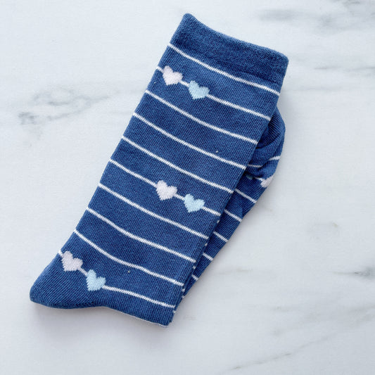Blue Heart Socks, Adult Size 3-7