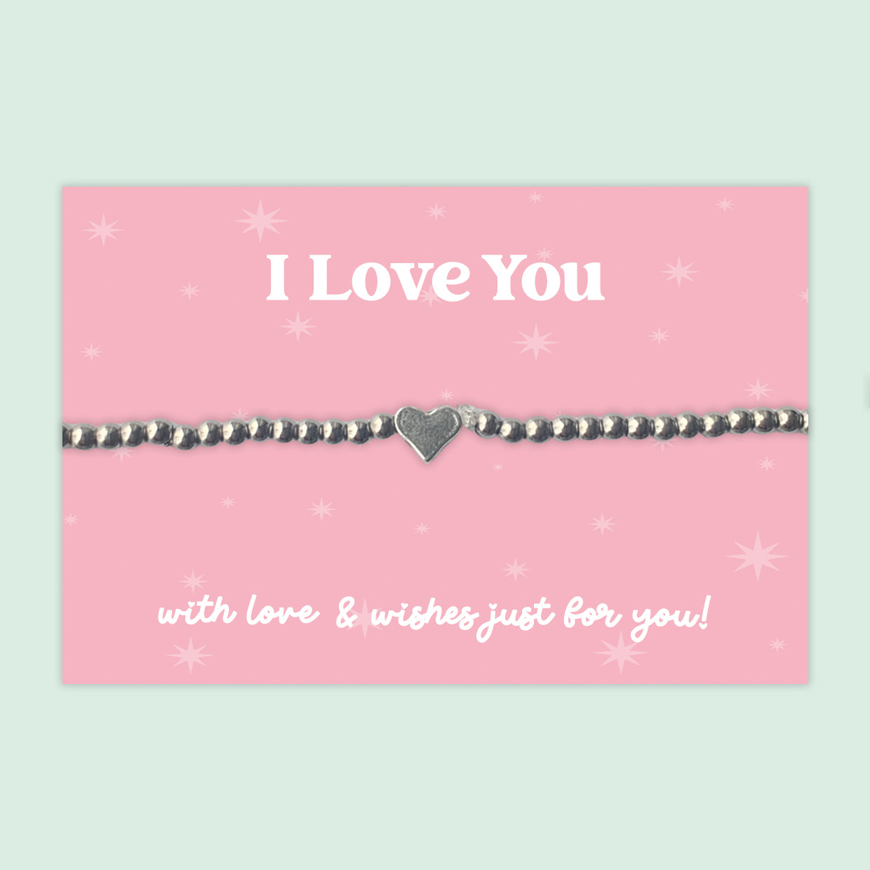 I Love You Stainless Steel Beaded Stretch Bracelet with Heart Charm  Thoughtful Sentimental Gift for Wife Girlfriend Family or Friend