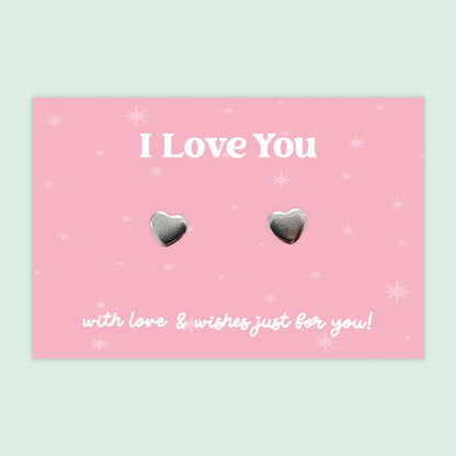 I Love You - Heart Stud Earrings