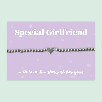 “Special Girlfriend” Heart Charm Bracelet | Romantic Gift for Girlfriend
