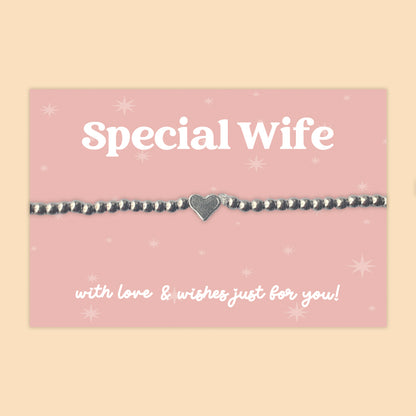 “Special Wife” Heart Charm Bracelet | Romantic Gift for Wife