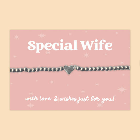 “Special Wife” Heart Charm Bracelet | Romantic Gift for Wife