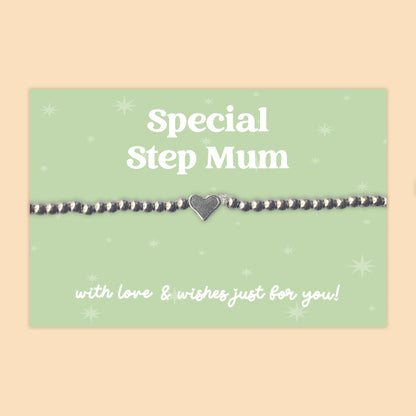“Special Step Mum” Heart Charm Bracelet | Meaningful Gift for Step Mum