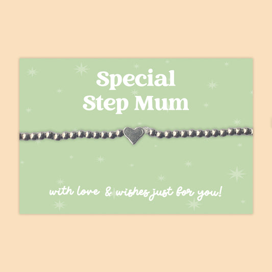 “Special Step Mum” Heart Charm Bracelet | Meaningful Gift for Step Mum